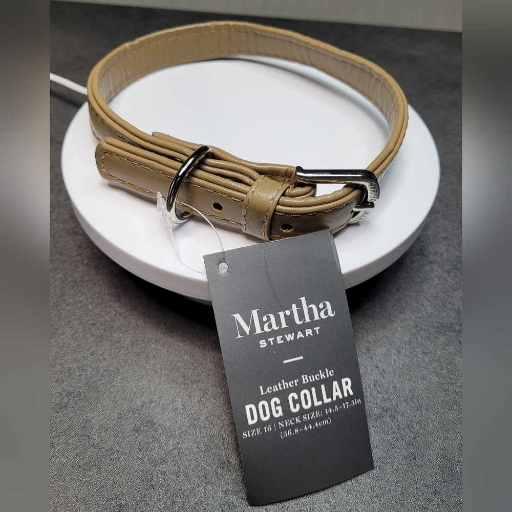 Martha Stewart Faux Leather Buckle Dog Collar Medium Brown